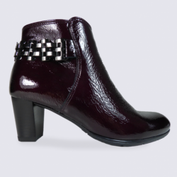 Bottines Ara en cuir vernis bordeaux tendance