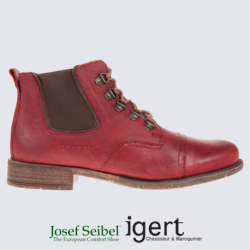 Bottines à lacets femme Josef Seibel en cuir rouge