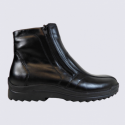 Bottines Waldlaufer, bottine fourrée pour homme en cuir noir