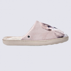 Mules Isotoner, mules confortables chiens femme beige