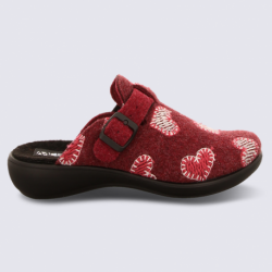 Mules Westland by Josef Seibel, mules confort motif cœur femme en laine rouge carmin