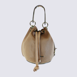 Sac seau Charlotte, sac seau tendance femme en cuir taupe