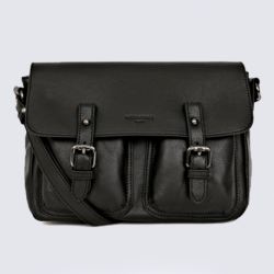 Sac à bandoulière Hexagona, sac porté travers femme en cuir noir