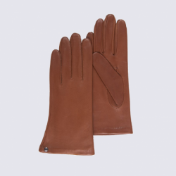 Gants pour femme Isotoner en cuir d'agneau pleine fleur cognac