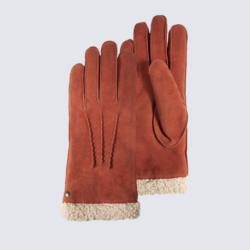 Gants pour femme Isotoner en cuir d'agneau pleine fleur mandarine