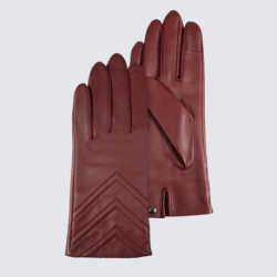 Gants Isotoner, gants à chevrons femme en cuir rouge