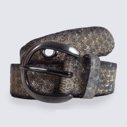 Ceinture Bernd Götz en cuir beige et argent tendance