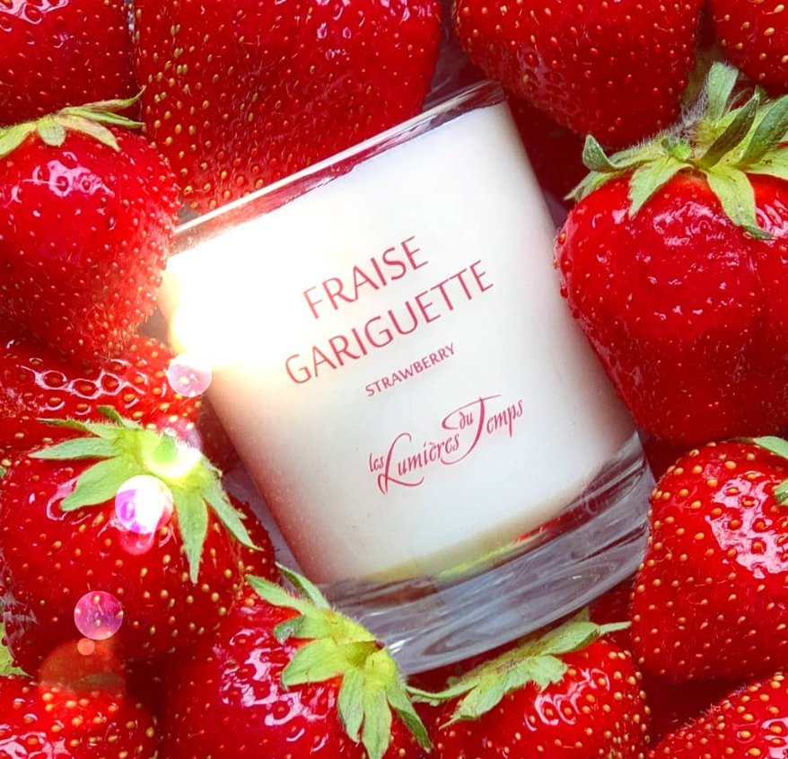 BOUGIE CIRE VEGETALE PARFUMEE SENTEUR FRAISE GARRIGUETTE 175G