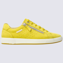 Baskets Mephisto, baskets basses femme en cuir nubuck jaune