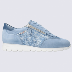 Baskets Mobils, baskets tendances femme en cuir velours mer bleue