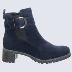 Bottines Ara, bottines élégantes à boucles femme en cuir velours bleu