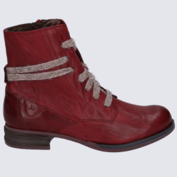 Bottines Josef Seibel, bottines à lacets femme en cuir bordeaux