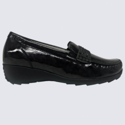 Mocassins Waldlaufer, mocassins élégant femme en cuir vernis noir