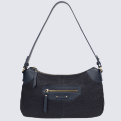 Sac porté épaule Hexagona, sac baguette femme en cuir bleu