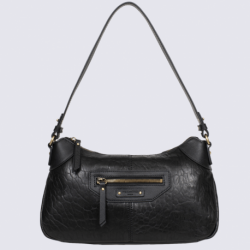 Sac porté épaule Hexagona, sac baguette femme en cuir noir