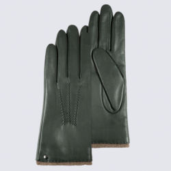 Gants pour femme Isotoner en cuir d'agneau vert sapin