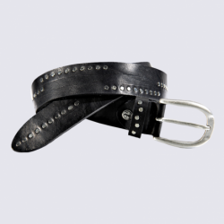 Ceinture Bernd Götz, ceinture branchée femme en cuir noir