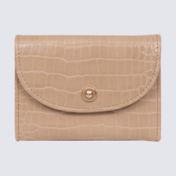 Portefeuille Hexagona, portefeuille imitation croco femme beige