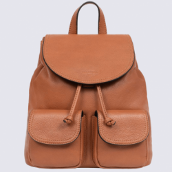 Sac à dos Hexagona, sac à dos tendance femme en cuir marron