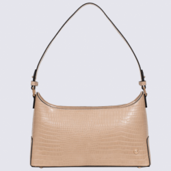 Sac porté épaule Hexagona, sac baguette imitation croco femme beige