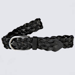 Ceinture Bernd Götz, ceinture tressée femme en cuir noir