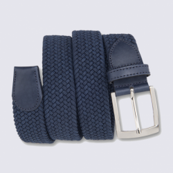 Ceinture Bernd Götz, ceinture tressé en cuir et tissu marine