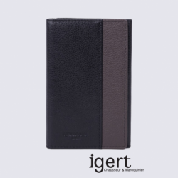 Porte documents pour homme Hexagona en cuir noir et taupe