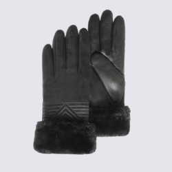 Gants femme en cuir avec fausse fourrure Isotoner compatibles écrans tactiles