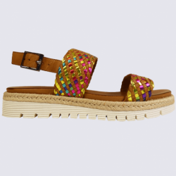 Sandales Ara, sandales espadrilles arc-en-ciel femme en cuir cognac