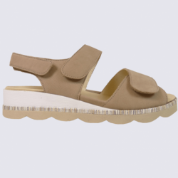 Sandales Waldlaufer, sandales confortables femme en cuir nubuck beige