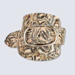 Ceinture Bernd Götz, ceinture tendance femme en cuir beige or