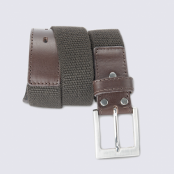 Ceinture pour homme Bernd Gotz en cuir et tissu brun foncé