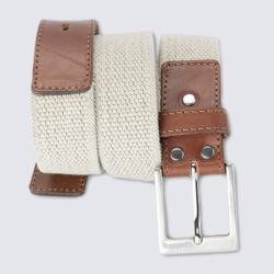 Ceinture Bernd Götz, ceinture en cuir et tissu beige