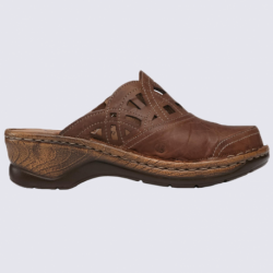 Mules Josef Seibel, mules confortables femme en cuir marron brandy