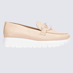 Mocassins Wonders, mocassins chaine tendances femme en cuir beige