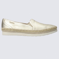 Chaussures Mephisto, chaussures effet espadrille femme en cuir doré