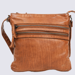 Sac à bandoulière Bear, petit sac à bandoulière femme en cuir cognac