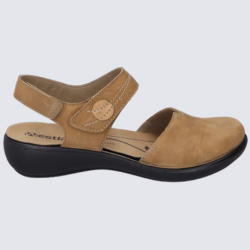 Nu-pieds Westland by Josef Seibel, nu-pieds bout fermé femme en cuir nubuck camel