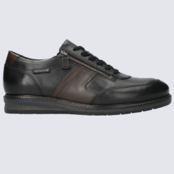 Chaussures Mephisto, chaussures à lacets et zip homme en cuir lisse noir