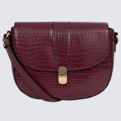 Sac à bandoulière Hexagona, sac à bandoulière effet croco femme bordeaux/prune