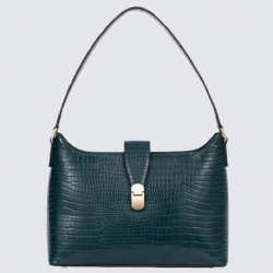 Sac porté épaule Hexagona, sac porté épaule effet croco ligne Apolline femme vert