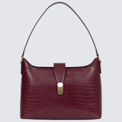 Sac porté épaule Hexagona, sac porté épaule effet croco ligne Apolline femme bordeaux/prune