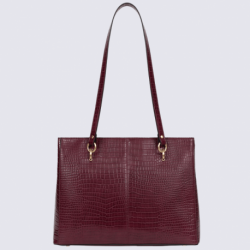 Sac porté épaule Hexagona, sac porté épaule effet croco femme bordeaux/prune