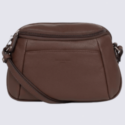 Sac à bandoulière Hexagona, sac à bandoulière ligne Confort femme en cuir chocolat