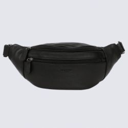 Sac banane Hexagona, sac banane élégant homme en cuir de vachette souple noir