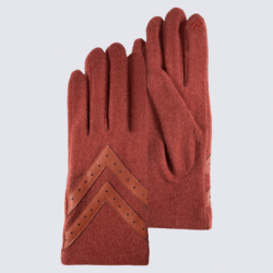 Gants Isotoner, gants tactiles femme en laine mandarine