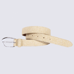 Ceinture Bernd Götz, ceinture brillante femme en cuir de vachette doré