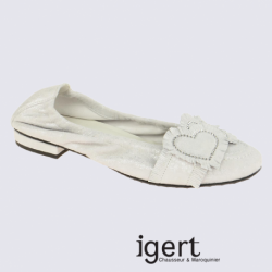 Ballerines K&S en cuir blanc avec strass