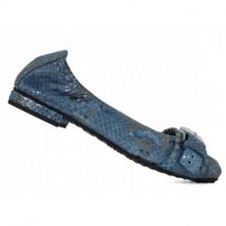 Ballerine K&S en cuir tendance bleu jeans