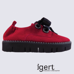 Derbys pour femme K&S en cuir rouge rock